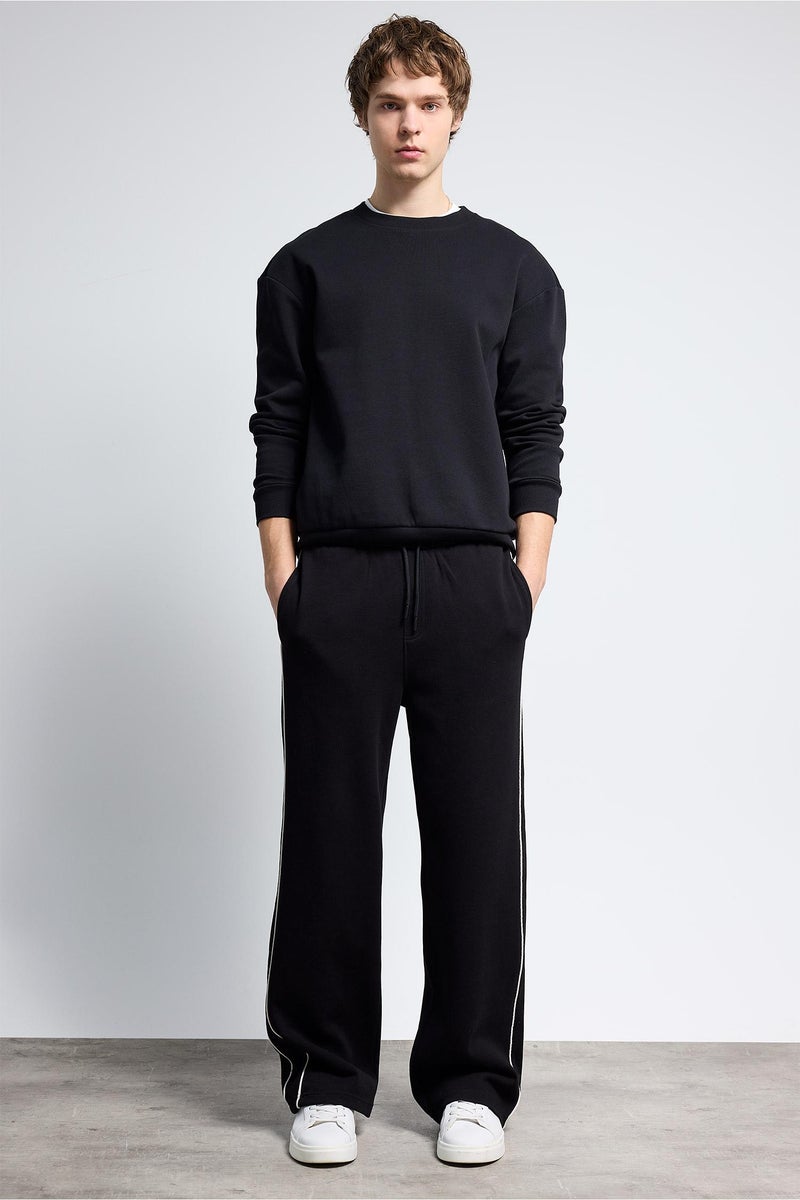 DeFacto Black Man Boxy Fit Pique Sweatshirt Casual - Image 2